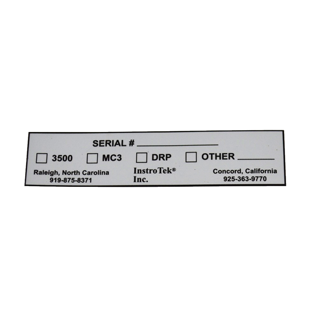 Serial Number Sticker - All Gauges | InstroTek, Inc.